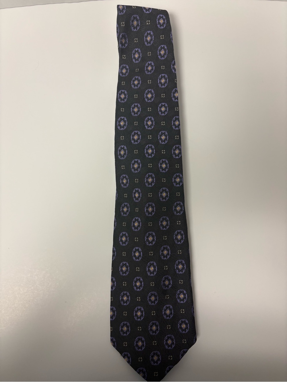 Robert Talbott Hand Sewn Silk Tie with Blue Medallion Motif